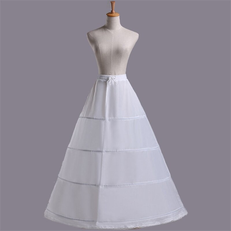 عالية الجودة الأبيض 4 الأطواق طبقة واحدة 1 متر المرأة تنورات كرينولين زلة تنورة لفستان الزفاف مرونة الخصر