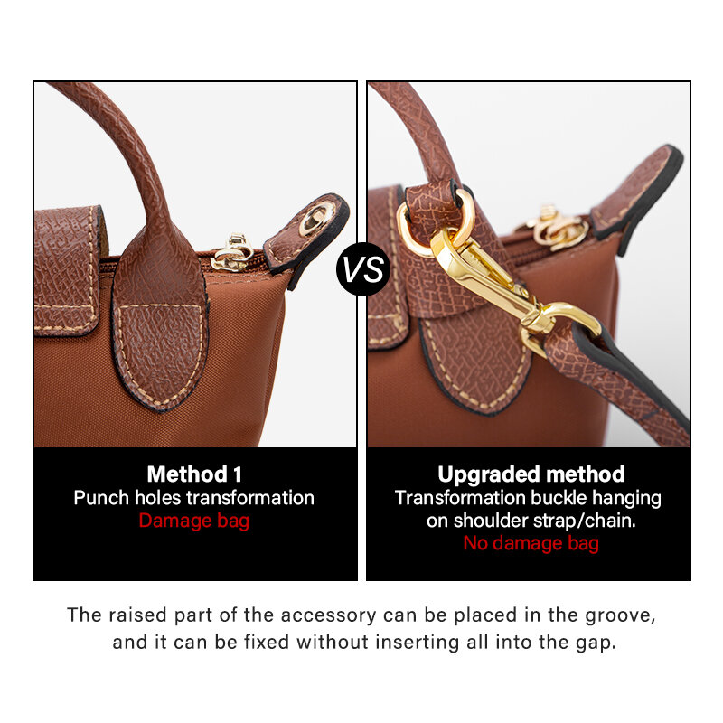WUTA حقيبة التحول اكسسوارات ل For Longchamp Mini حقيبة صغيرة الأشرطة لكمة خالية جلد طبيعي حزام الكتف Crossbody تحويل