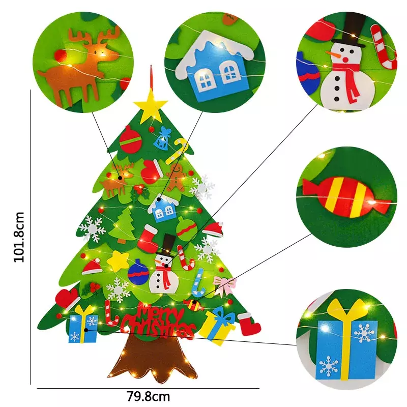 شعرت شجرة عيد الميلاد للأطفال ، لتقوم بها بنفسك زينة عيد ميلاد سعيد ، والحلي السنة الجديدة ، ولعب مونتيسوري ، هدايا عيد الميلاد ، 2024