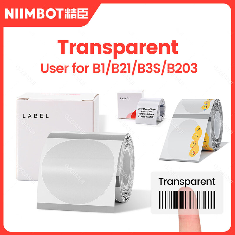 الرسمية Niimbot B21 B1 شفافة رولز ورقة مقاوم للماء المسيل للدموع ملصق لاصق تسمية أوراق ل Niimbot طابعة صانع B1