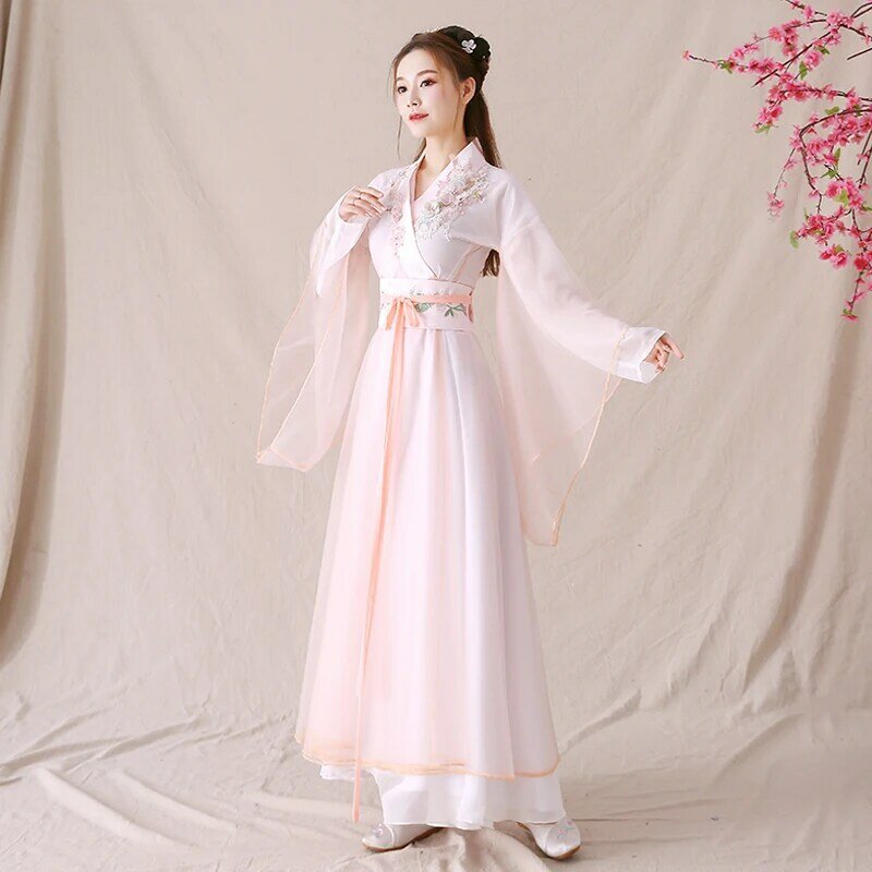 ملابس النساء الصينية Hanfu التقليدية للرقص أداء الزي هان الأميرة الملابس الشرقية تانغ سلالة الجنية فساتين