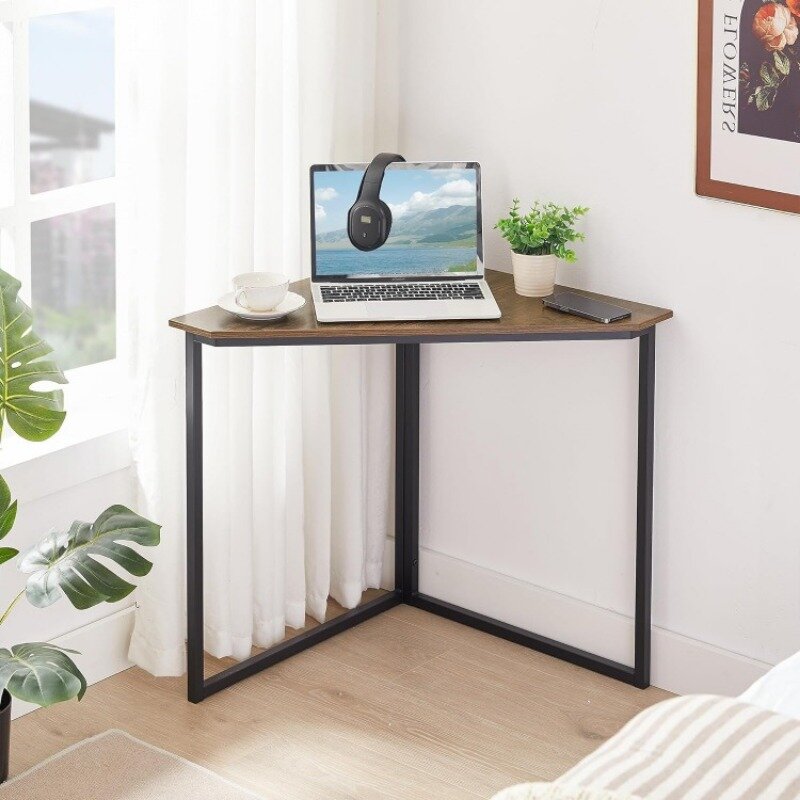 مكتب كتابة كمبيوتر مثلث ، أرفف فولاذية بإطار معدني ، طاولات زاوية لغرفة المعيشة ، مساحة صغيرة