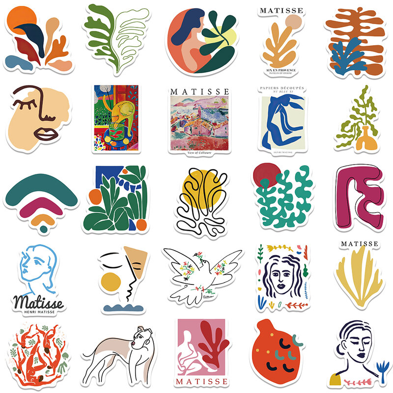 ملصق فن تجريدي طليعي Matisse ، ملصق كتابات رائع ، للوح التزلج ، الهاتف ، الكمبيوتر المحمول ، الأمتعة ، الشارات ، 50 *