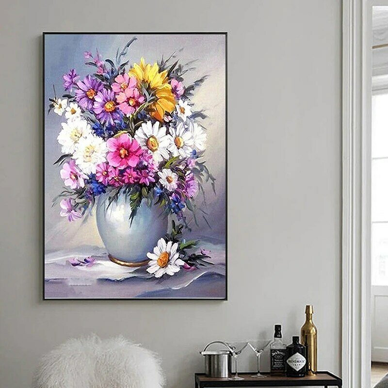 CHENISTORY التلوين بواسطة أرقام الوردي الزهور دهان داي عدة الاكريليك الدهانات 40x50 سنتيمتر على قماش صور لوحات رسم ديكور