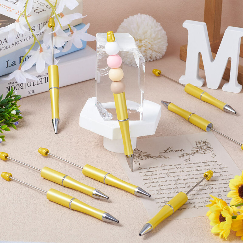 قلم طلاء خَبز بالخرز بلون ثابت ، قلم حبر كروي بلاستيك ABS ، قلم خرزات مجوهرات شخصي ، هدية تصنعها بنفسك ، 14 × قل ، 20