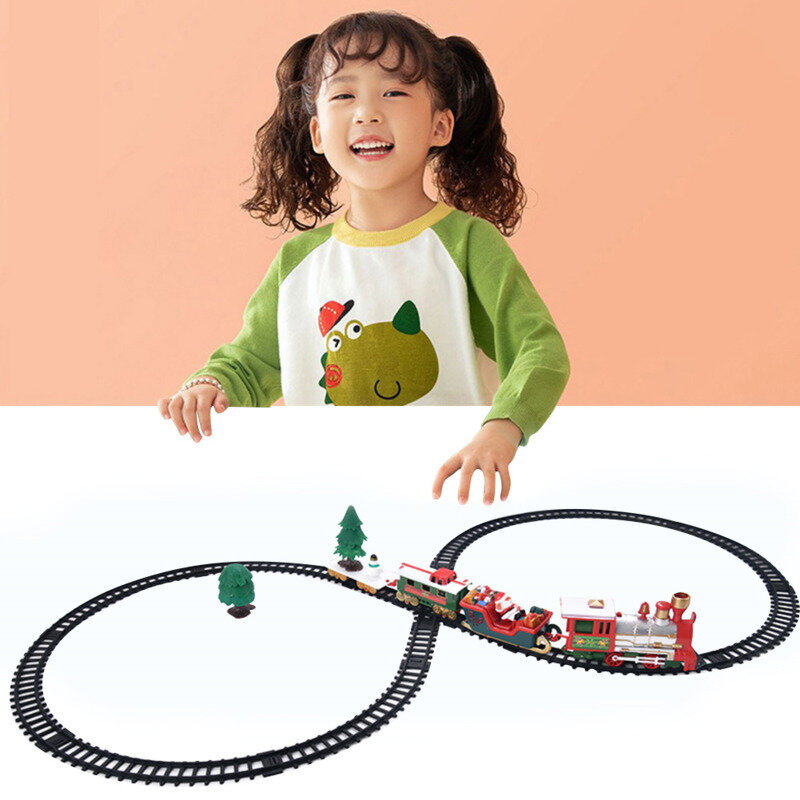 السكك الحديدية قطار عيد الميلاد مع الصوت قطار كهربائي السكك الحديدية مجموعات هدية للأطفال