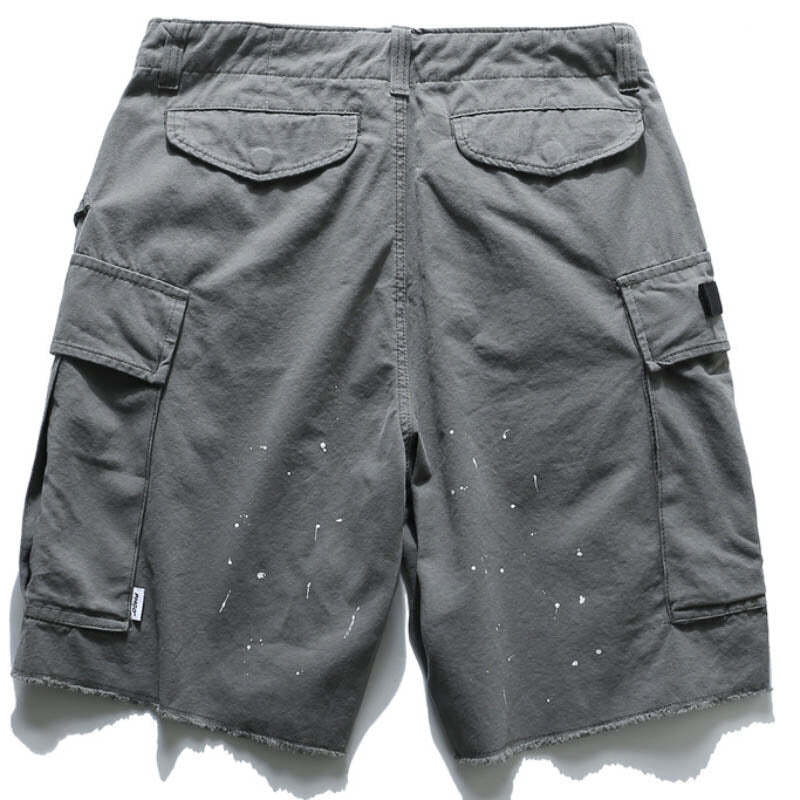 Men's Casual Functional Multi-pocket Washed Raw Edge Cargo Shorts Anime Pants Cool Men's Fashion Sweatshorts