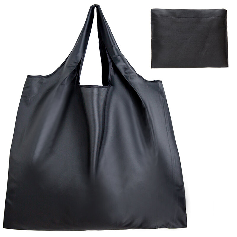 كبيرة الحجم سميكة النايلون كبيرة حمل ايكو قابلة لإعادة الاستخدام البوليستر المحمولة حقائب الكتف المرأة للطي الحقيبة حقيبة تسوق طوي