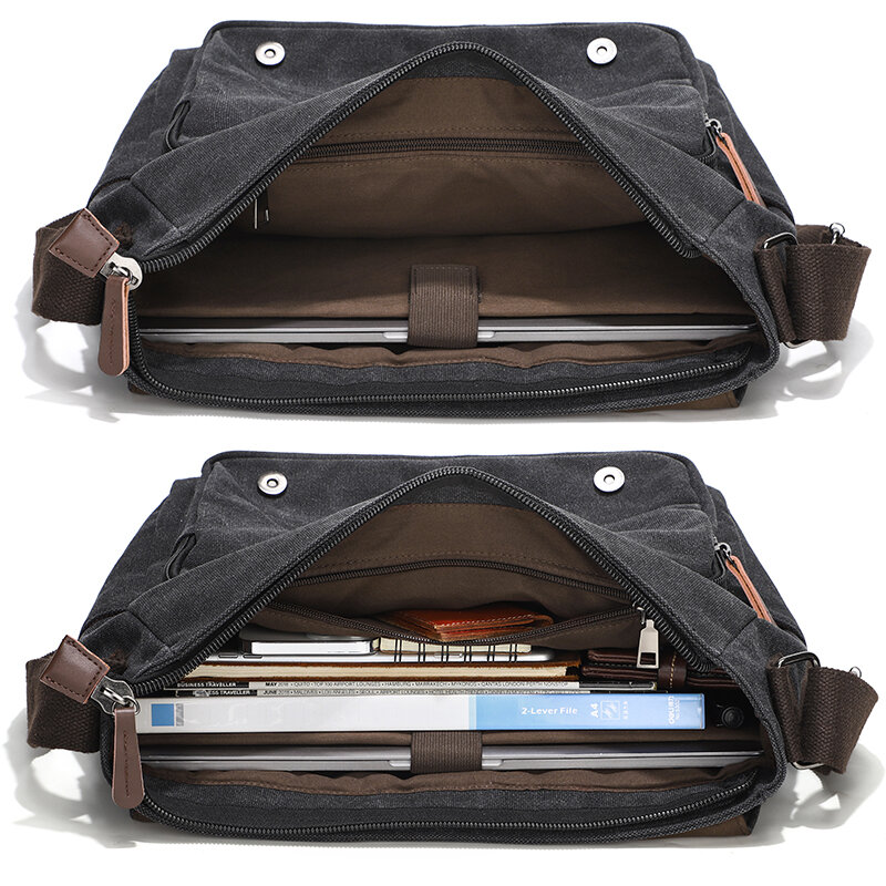 EverVanz-حقيبة ساعي البريد من القماش للرجال ، حقيبة كمبيوتر محمول ، حقائب الكتف ، 15.6"