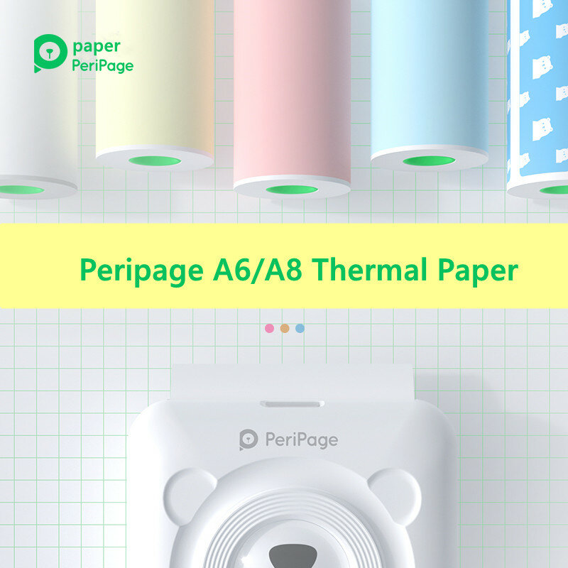 Peripage A6 ذاتية اللصق الحرارية ورقة لفة ملصق لون التسمية ورقة شفافة صور ورقة طباعة للطابعة Papeang صور
