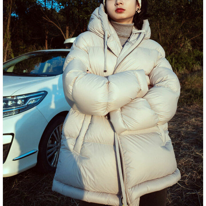 معطف البخاخ قصيرة مقنعين المرأة مع سستة ، سترة بطة بيضاء ، أبلى الدافئة سميكة ، والأزياء الإناث ، والشتاء ، R519