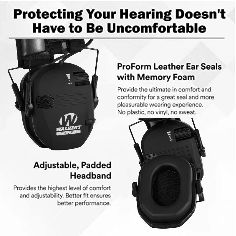 Earmuff الإلكترونية لشفرة مشاية ضئيلة للغاية منخفضة المظهر تصميم مضغوط قابل للتعديل نطاق اطلاق النار الصيد حماية السمع