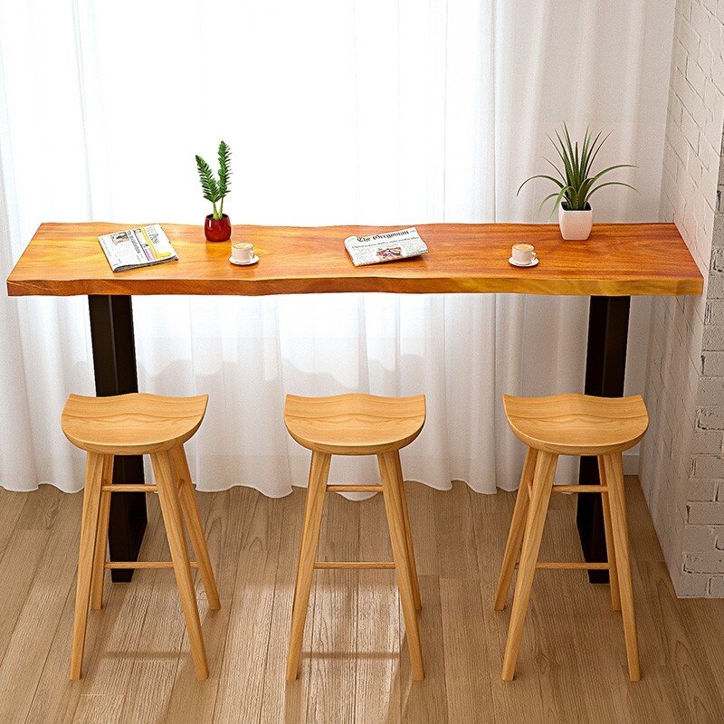 كرسي مرتفع من الخشب الصلب للحانات ، كرسي مطبخ أنيق ، مثالي للمقاهي أو للترفيه ، تصميم بسيط حديث