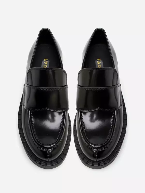 حذاء كعب عالي من الجلد الأسود بنعل سميك للرجال ، جلد طبيعي ، خطوة واحدة غير رسمية ، جديد ، ربيعي ، مقاس 39-45 ،