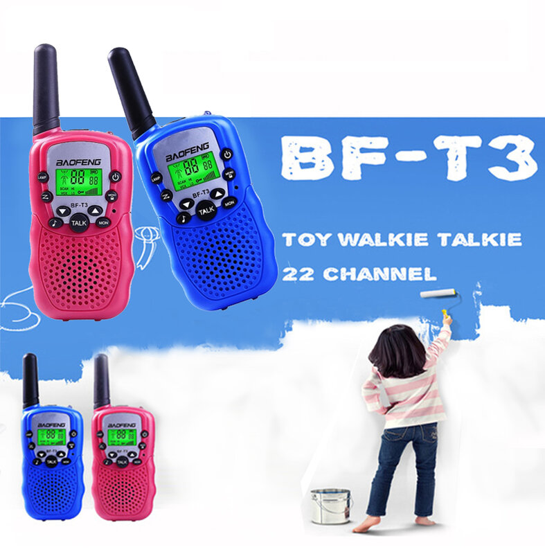 Baofeng-BF-T3 جهاز اتصال لاسلكي صغير ، UHF ، لاسلكي ، 22 قناة ، 2 قطعة محمول باليد ، UHF ، 2-Way راديو للأطفال ، لعبة