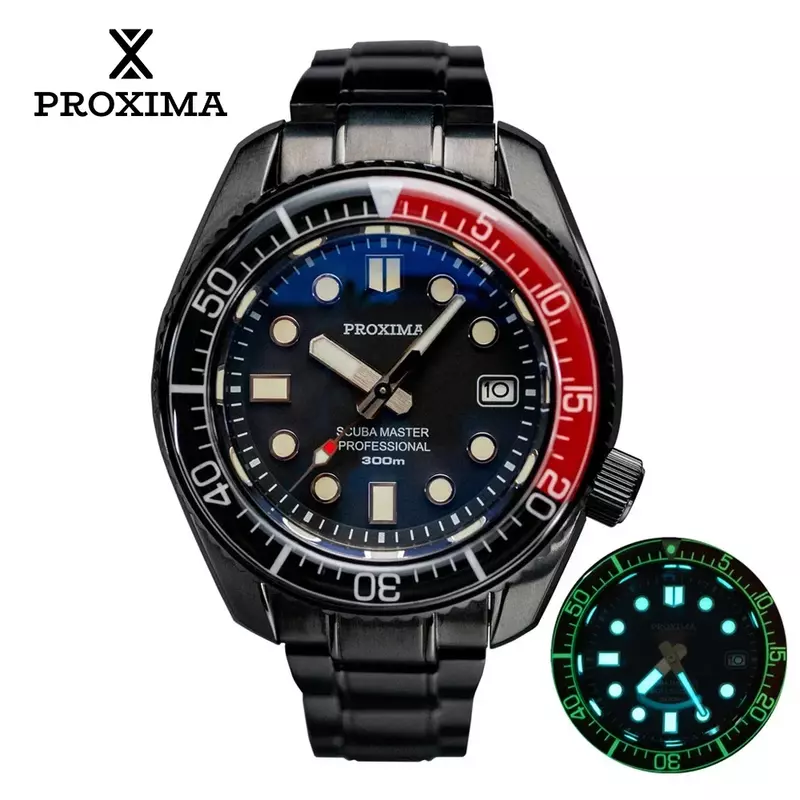 ساعة ميكانيكية أوتوماتيكية فاخرة للرجال من Proxima ، ساعة يد من الكريستال الياقوتي ، علبة سوداء ، NH35 PT5000 SW200 ، MM300