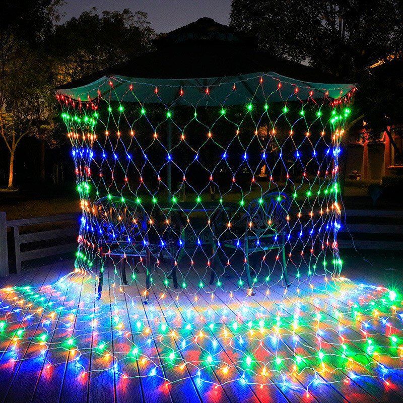 عيد الميلاد صافي ضوء في الهواء الطلق شبكة تعمل بمصابيح LED شبكة سلسلة ضوء حديقة عطلة حفل زفاف الجنية ضوء جارلاند أضواء عيد الميلاد في الهواء الطلق