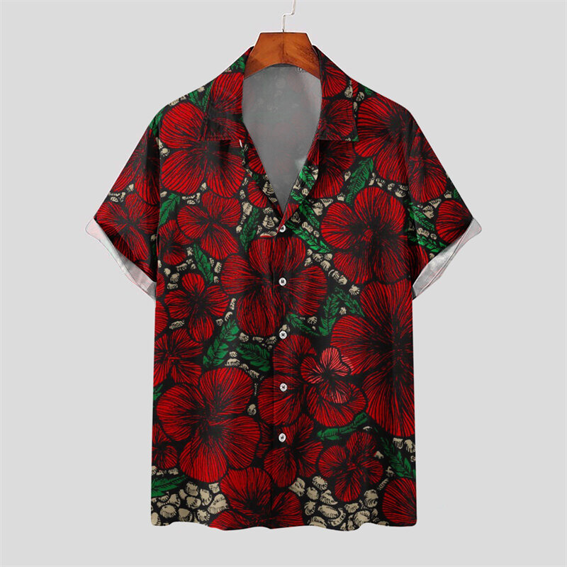 قمصان شاطئ هاواي ثلاثية الأبعاد للرجال بطباعة زهور ، أكمام قصيرة كبيرة الحجم ، ملابس شارع ، حفلة اجتماعية ، عطلة ، صيف