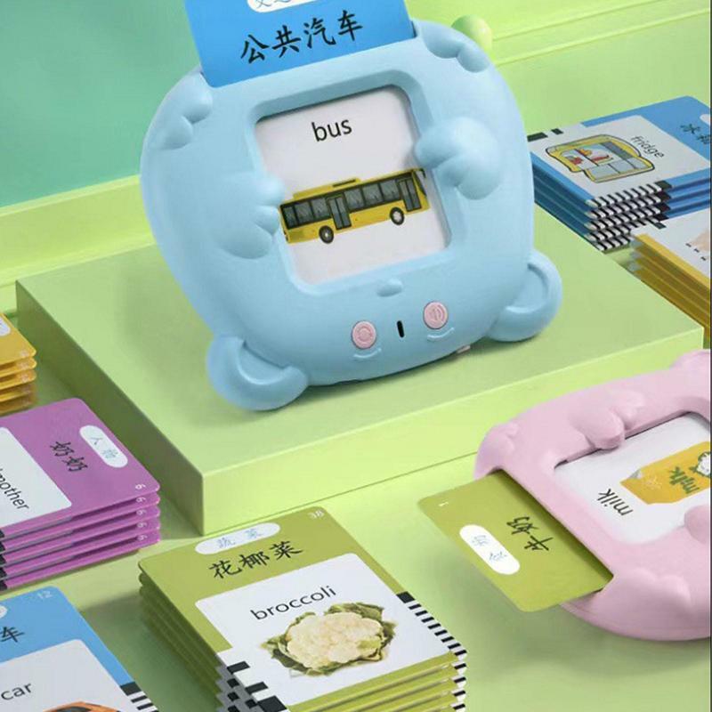 آلة التعليم المبكر الإلكترونية مع 112 قطعة بطاقات مزدوجة الجانب التعلم الموارد التفاعلية اللعب بطاقة ذاكرة الاطفال هدية