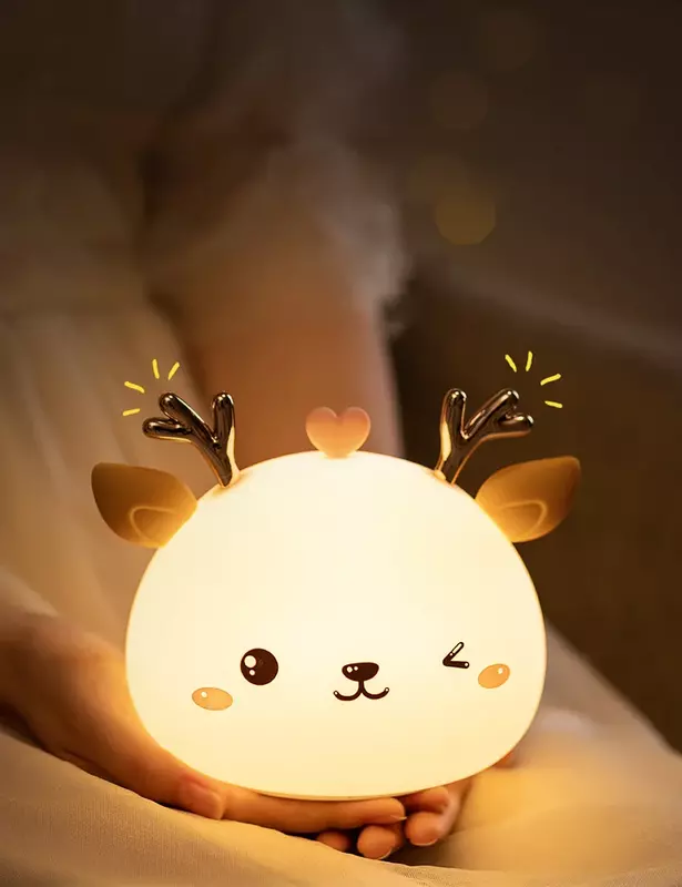 مصباح led من السيليكون مع مستشعر لمس ، إضاءة ليلية تشبه الغزلان ، شحن usb ، 7 ألوان ، لغرفة النوم ، ديكور سطح المكتب ، هدية للأطفال والرضع