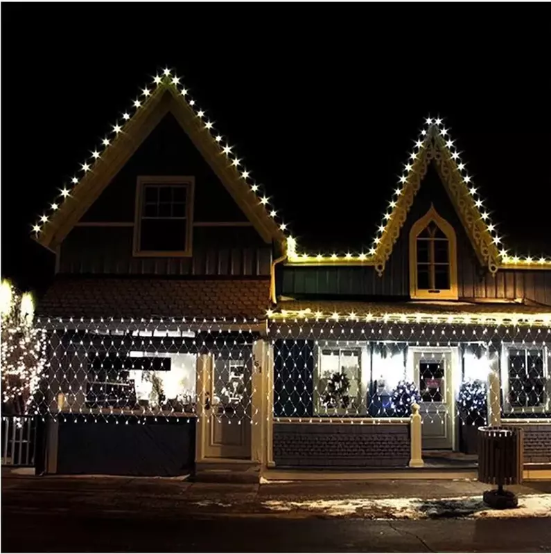 سلسلة ليد أكاليل عيد الميلاد ، صافي أضواء ، خرافية ، حفلة عيد الميلاد ، حديقة ، ديكور الزفاف ، ضوء الستار ، 1.5x1.5m
