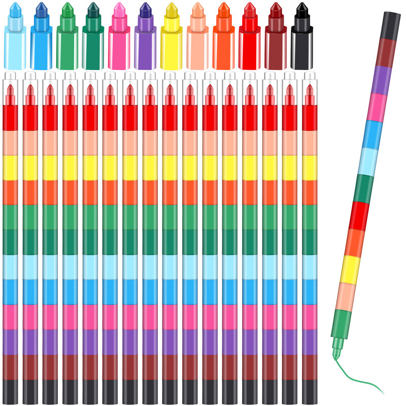 الطباشير الملون البلاستيكي للأطفال ، الطباشير الملون ، خليط كتلة واحدة ، 12 لون ، متعدد الأقسام ، 16 قطعة