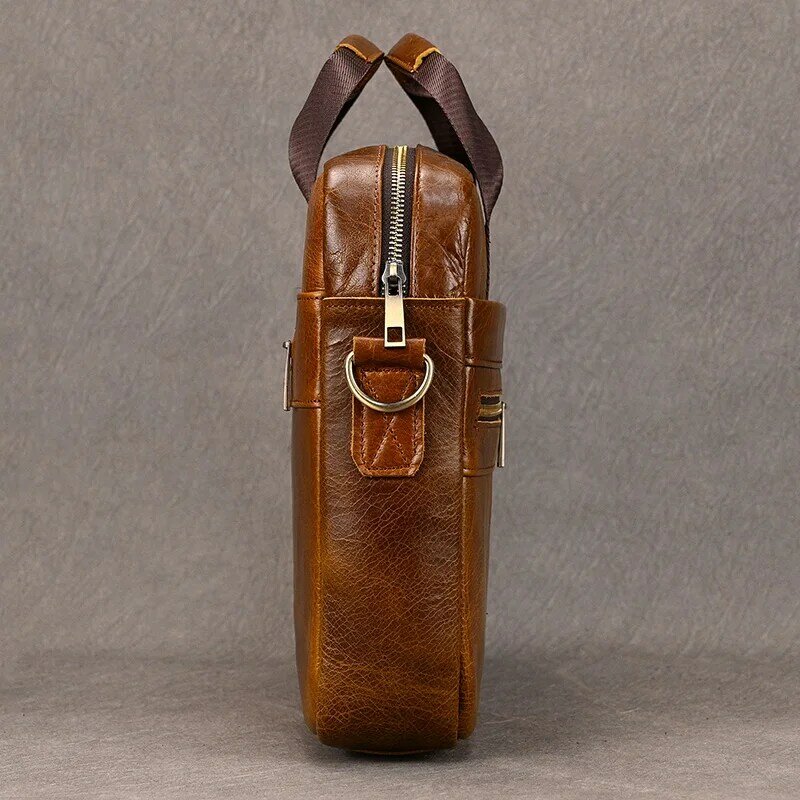 Luufan جلد أصلي للرجال الأعمال حقيبة 15 "محمول حقيبة حقيبة الذكور A4 وثيقة الكتف رسالة حقيبة حاسوب العمل حمل