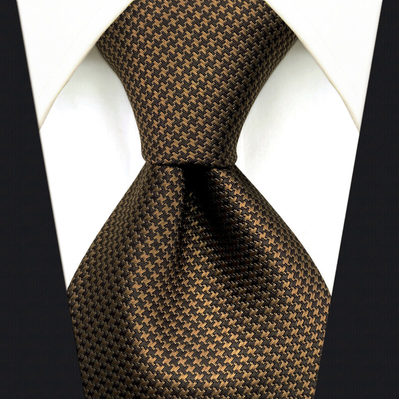 U27-طقم ربطة عنق hentistooth باللون البني للرجال ، ربطات عنق كلاسيكية مصنوعة يدويًا ، لحفلات الزفاف ، مقاس طويل جدًا ، ملابس رجالية