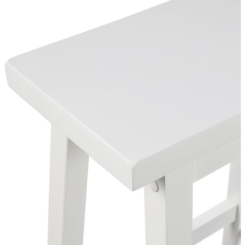 الأساسيات-سرج خشبي صلب لطاولة المطبخ ، مقعد مرتفع ، مقعد أبيض ، 24 في الارتفاع ، مجموعة من 2
