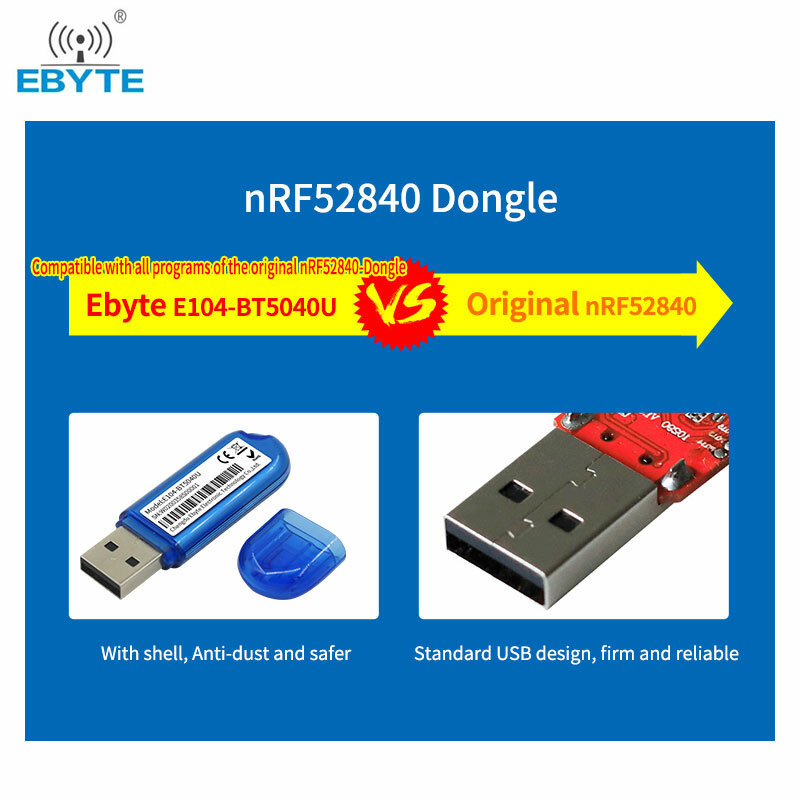 NRF52840 RF وحدة E104-BT5040U 2.4GHz PCB BLE5.0 BLE 4.2 على متن هوائي USB واجهة عالية الأداء الثانوي التنمية