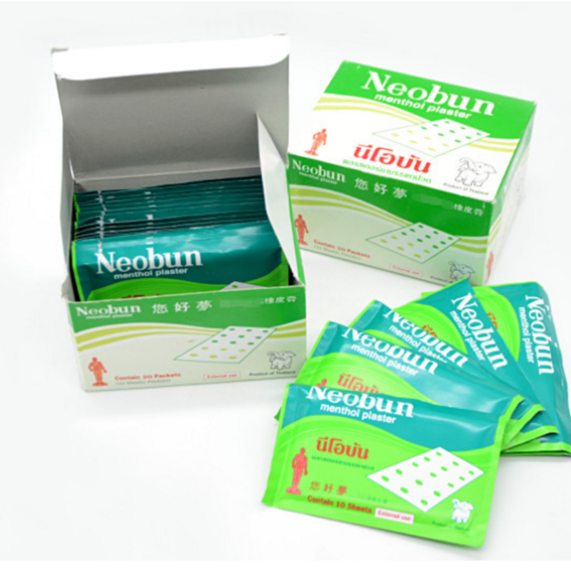 200 قطعة من تايلاند الأصلية Neobun المنثول لتخفيف الآلام الجص المضادة للالتهابات علاج آلام العضلات المسكنة ، الروماتيزم ، التهاب المفاصل