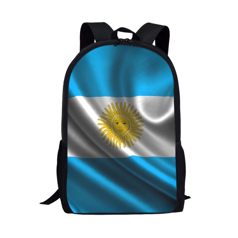 حقيبة مدرسية بسعة كبيرة للأطفال ، حقيبة ظهر غير رسمية للأولاد والبنات ، حقيبة بتصميم بسيط ، علم الأرجنتين ، رجال ونساء