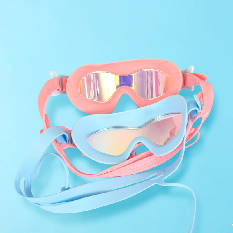 أطفال نظارات الوقاية للسباحة الأطفال رؤية واسعة مكافحة الضباب مكافحة الأشعة فوق البنفسجية قناع الغوص والغطس الأذن المقابس في الهواء الطلق الرياضات المائية السباحة نظارات