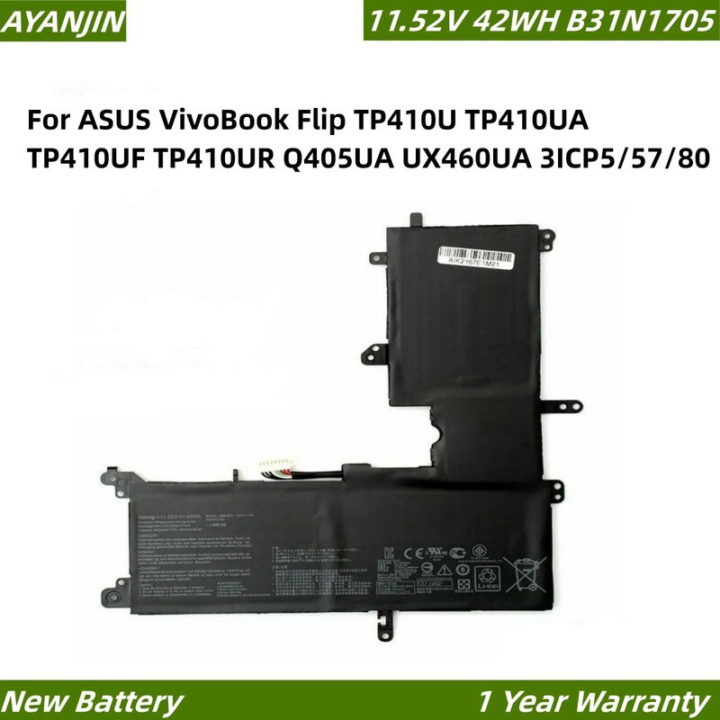 B31N1705 بطارية لابتوب ASUS VivoBook Flip TP410U TP410UA TP410UF TP410UR Q405UA UX460UA, 3ICP5/antv, 42WH #1