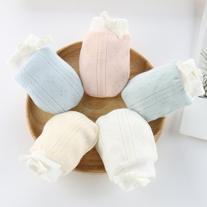 Newborn Baby Boys Girls Anti Scratch Gloves Solid Hollow Design Protection Face Infant Mittens Soft Rope Gloves Baby Accessories