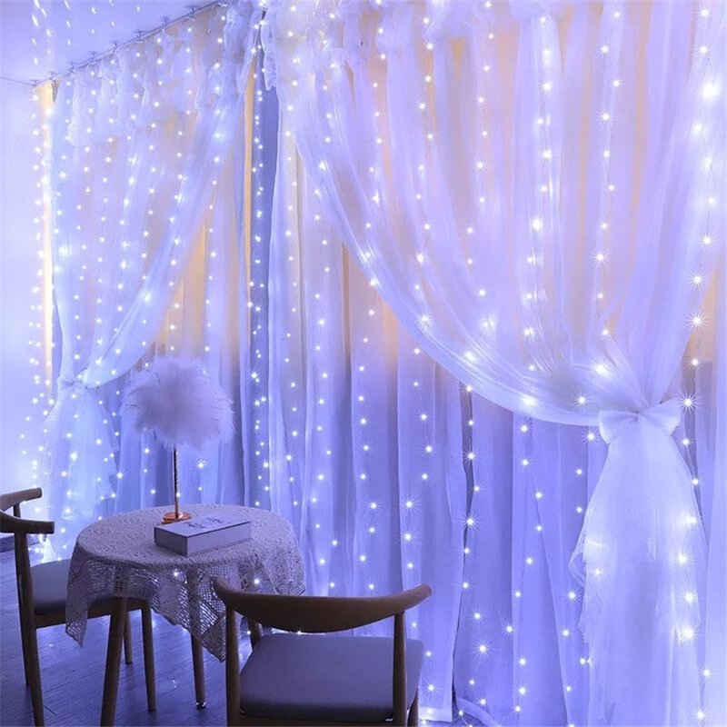 عيد الميلاد LED الجنية جارلاند سلسلة أضواء USB عن بعد 3X3M 3X2M الأسلاك النحاسية الستار أضواء للمنزل حفل زفاف السنة الجديدة ديكور