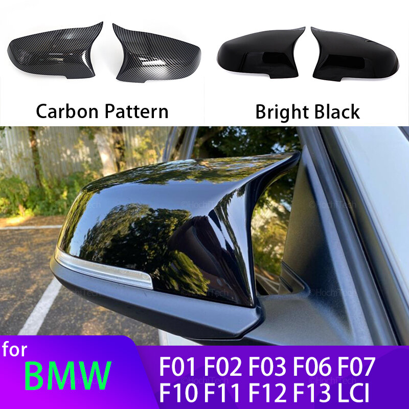 ألياف الكربون نظرة الأسود سيارة الرؤية الخلفية غطاء مرآة جانبية قبعات ل BMW 5 6 7 سلسلة F10 F11 F18 F07 F12 F13 F06 F01 F02 LCI