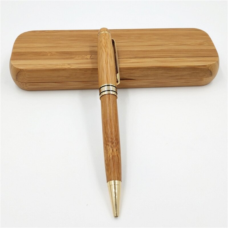قلم الكرات الدوّارة من الخيزران للأعمال المكتبية قلم حبر جاف هدايا قرطاسية فاخرة