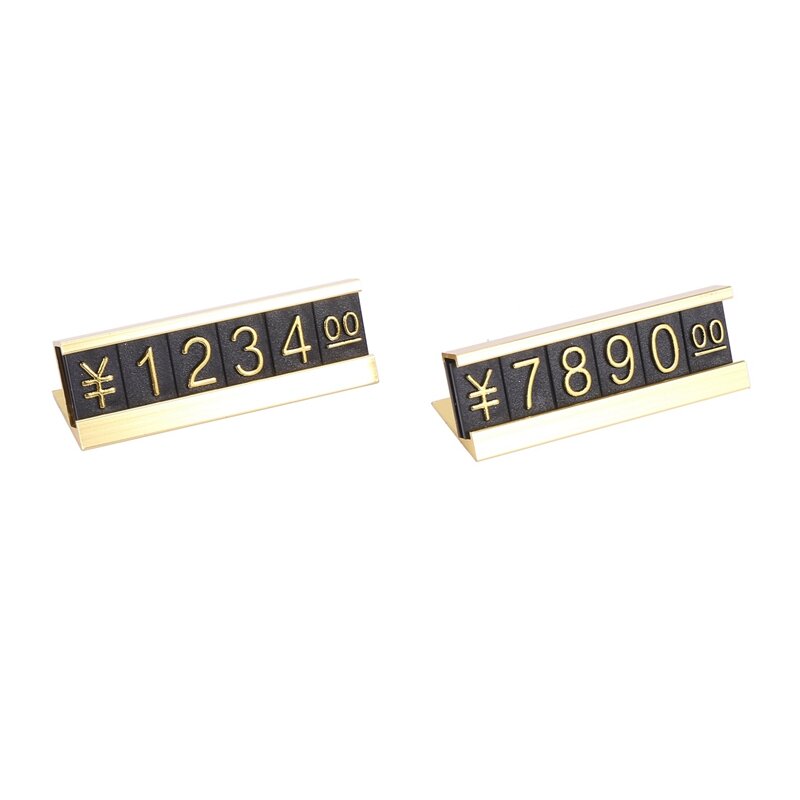 علامات أسعار معدنية بلون ذهبي ، علامات الأرقام العربية معًا ، 10X ، 19 مجموعة