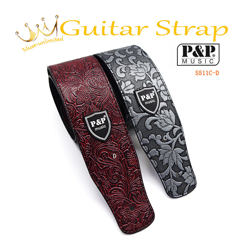 حزام جيتار من الجلد عالي الجودة من PvsP لجيتار صوتي كهربائي قوي وقوي