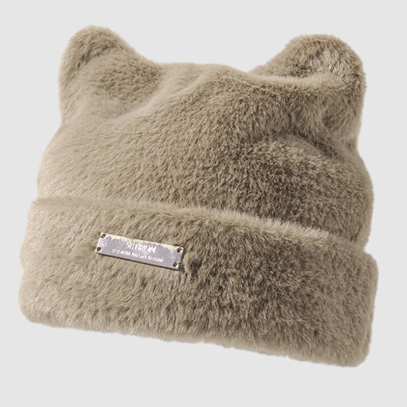 قبعات قطيفة للسيدات على شكل قطة، قبعة صغيرة كلاسيكية للسيدات، إكسسوارات قبعة بيني دافئة لخريف وشتاء