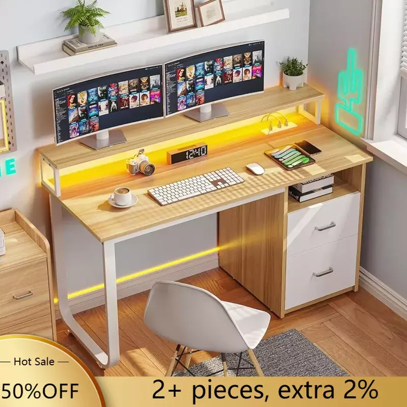 مكتب كمبيوتر مع أدراج ، طاولة ألعاب بشاشة ، مكتب منزلي ، أرفف تخزين ، طاولات قهوة ، حبوب خشبية ، شحن مجاني