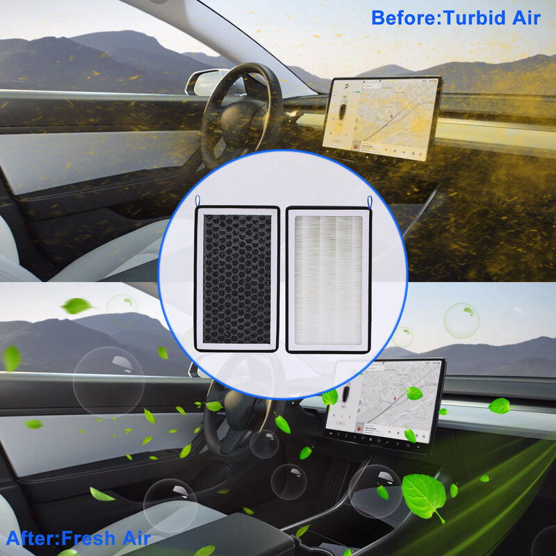 ل تسلا نموذج 3 نموذج Y HEPA الكربون المنشط فلتر الهواء السيارات مكيف الهواء تصفية عنصر استبدال عدة المقصورة مرشحات الهواء