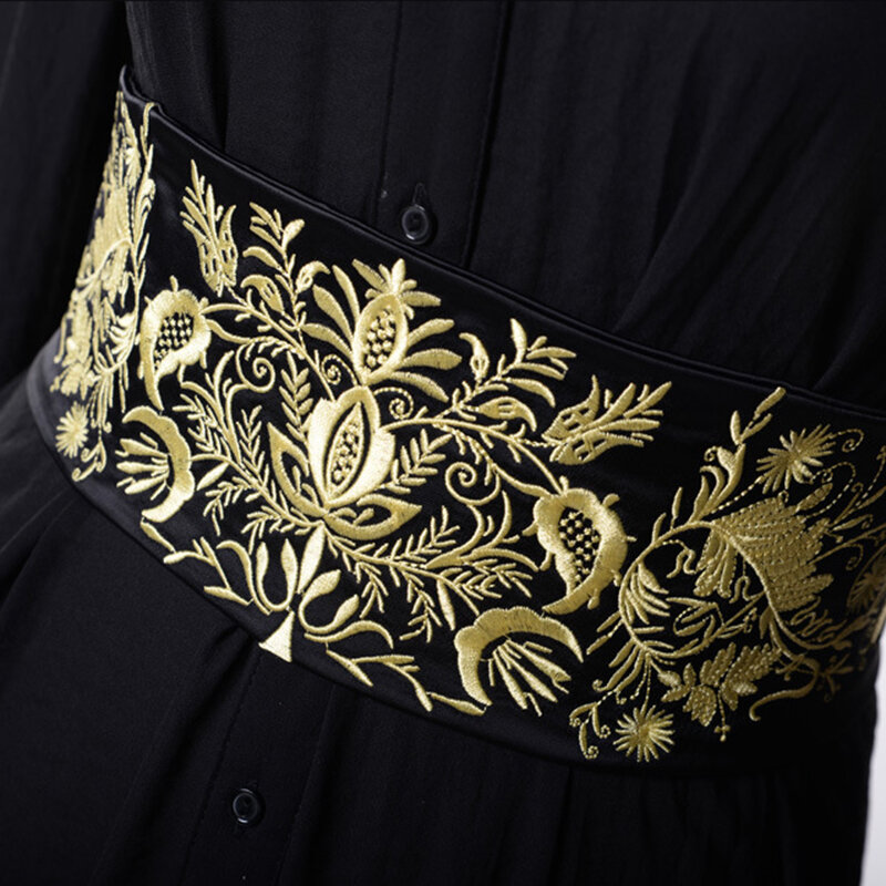 اليابانية الرجعية المطرزة واسعة حزام Cummerbunds كيمونو فستان ديكور حزام حزام قابل للتعديل سيدة يوكاتا وشاح التعادل حزام