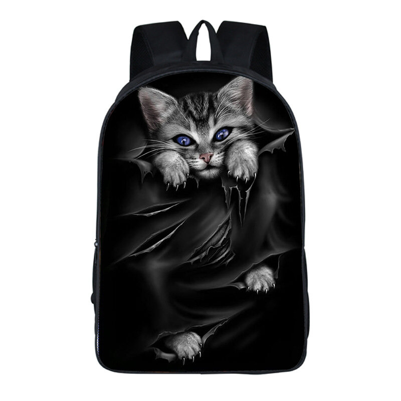 حقيبة ظهر من Goth Cat للنساء ، حقيبة ظهر إبداعية من البوليستر ، تقليل الأعباء ، حقيبة مدرسية أساسية ، حقيبة ظهر نسائية ، مريحة