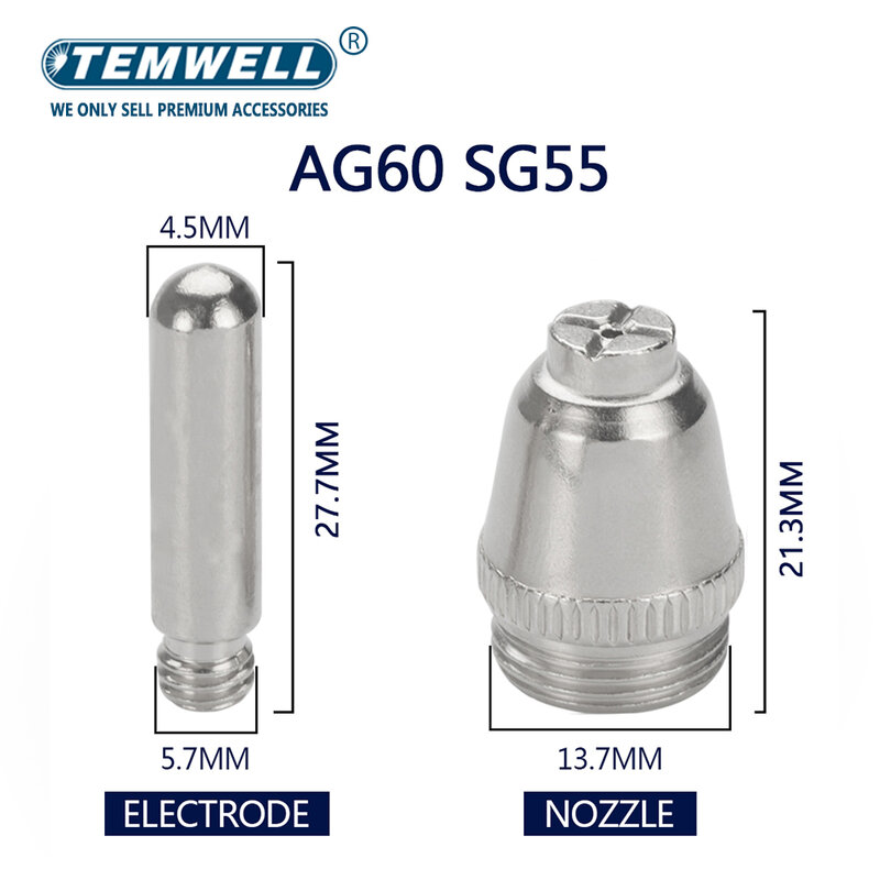 40 قطعة AG60 البلازما قطع الشعلة الاستهلاكية SG55 البلازما القاطع عدة 60A AG-60 البلازما الشعلة تلميح القطب فوهة