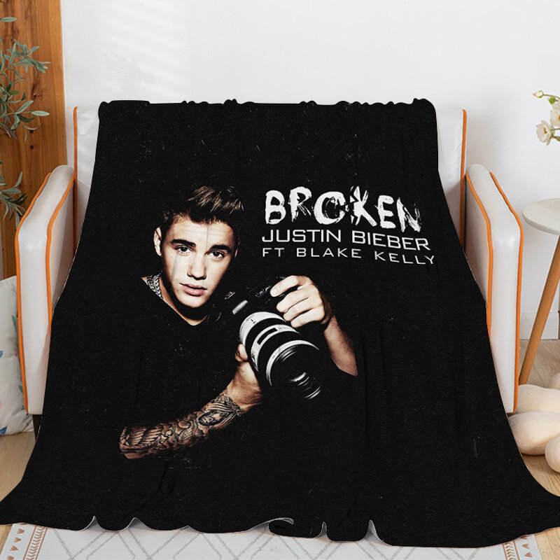 J-Justin Bieber بطانية صوف دافئة ، أريكة سرير الركبة ، رقيق ناعم مفروشات ميكروفايبر ، غفوة التخييم بطانية ، حجم كبير ، الشتاء