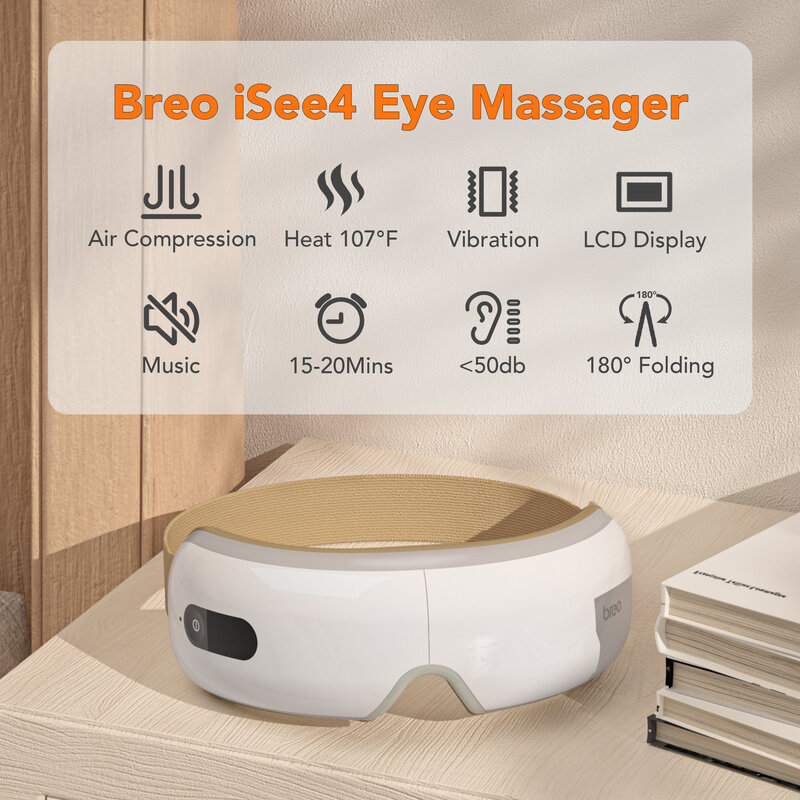 بريو iSee 4 تدليك العين الذكية وسادة هوائية اهتزازية أداة العناية بالعين التدفئة يخفف التعب والهالات السوداء