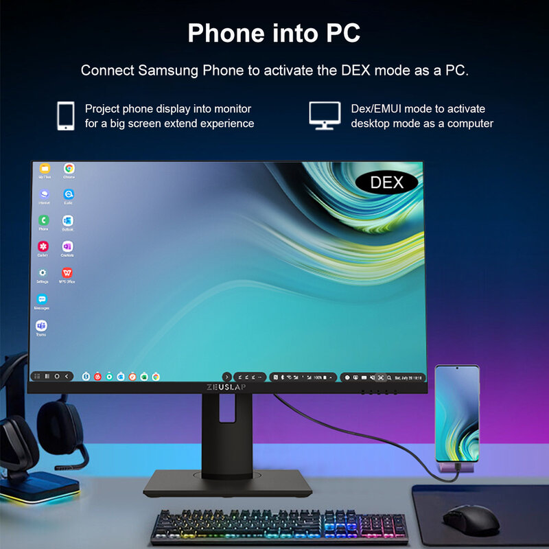 شاشة ألعاب Zeuslap-IPS ، نظام تلفزيون ذكي مع مكبر صوت للكمبيوتر الشخصي ، استخدام الكمبيوتر والألعاب ، QHD ، 2K ، Hz ، 27 بوصة