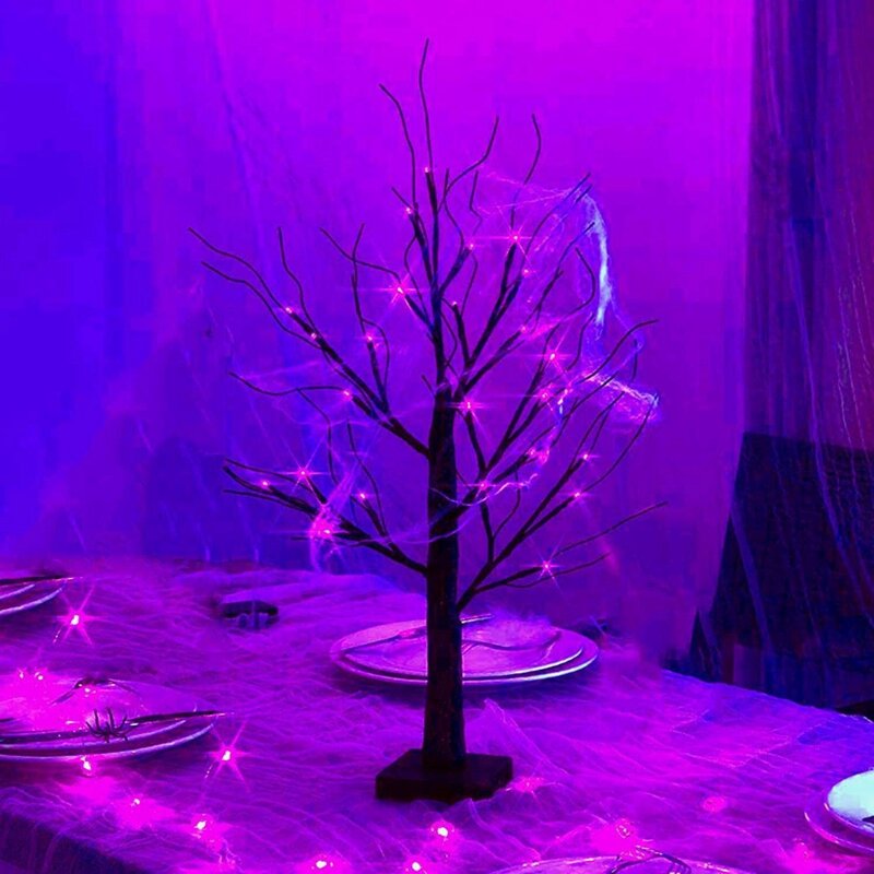 أضواء شجرة هالوين الأرجواني LED ، ديكور المنزل ، أضواء شجرة المزاج للحديقة ، خارج الطرف ، زينة الغرفة ، 1 قطعة